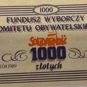 Fundusz Wyborczy Komitetu Obywatelskiego Solidarność 1000 zł.